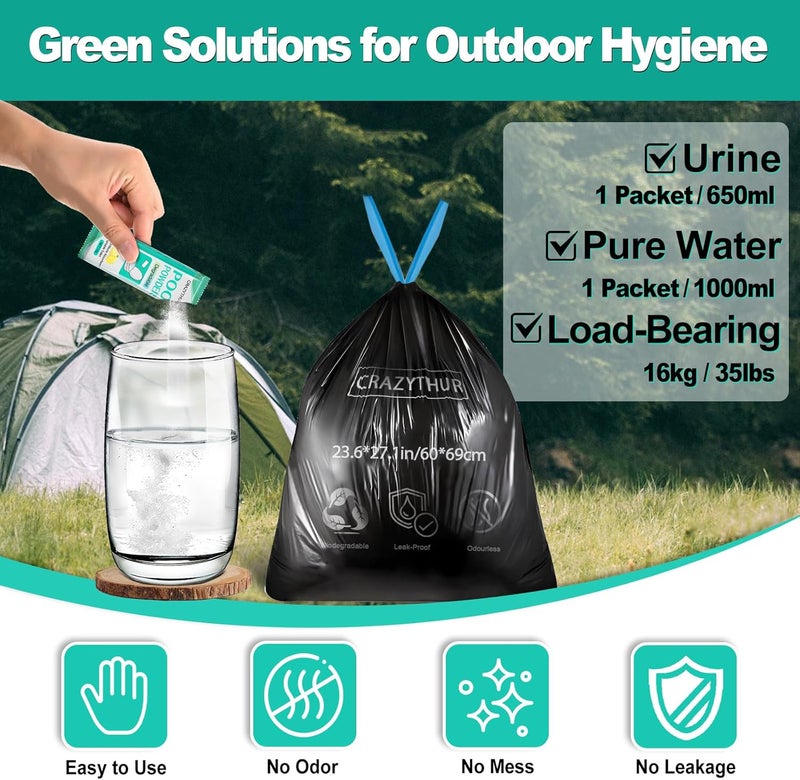 CRAZYTHUR PortablePortable Toilet Gel, Poo Powder for Portable Toilet, Camping Toilet Gel, Pee Powder, Portable Toilet Powder for Outdoor Camping and Hiking Toilet Gel Powder - Image 4